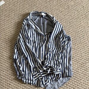 Jane and Delancey Blue and White Striped Button Down Shirt